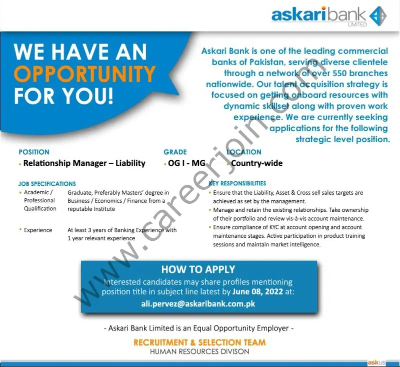 Askari Bank Limited Jobs Relationship Manager Liability 01