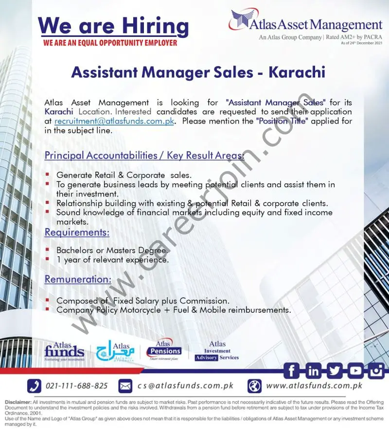 Atlas Asset Management Limited Jobs Assistant Manager Sales 01