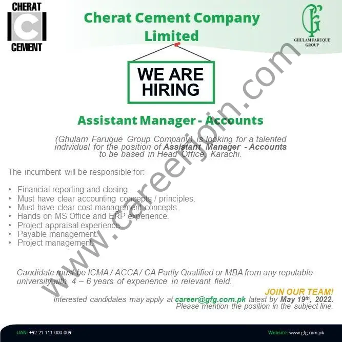 Cherat Cement Company Limited Jobs Assistant Manager Accounts 01