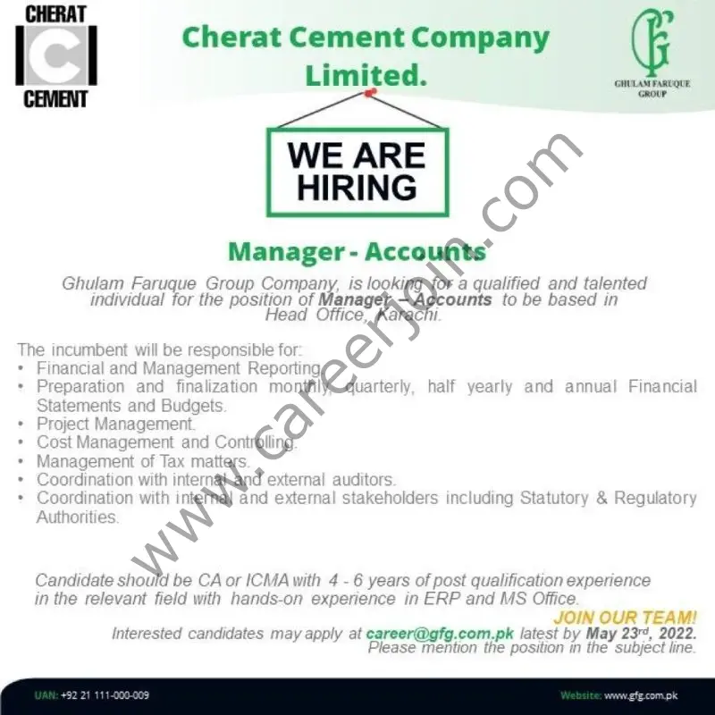 Cherat Cement Company Limited Jobs Manager Accounts 01