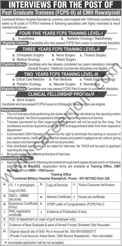 Combined Military Hospital CMH Rawalpindi Jobs 22 May 2022 Express 1