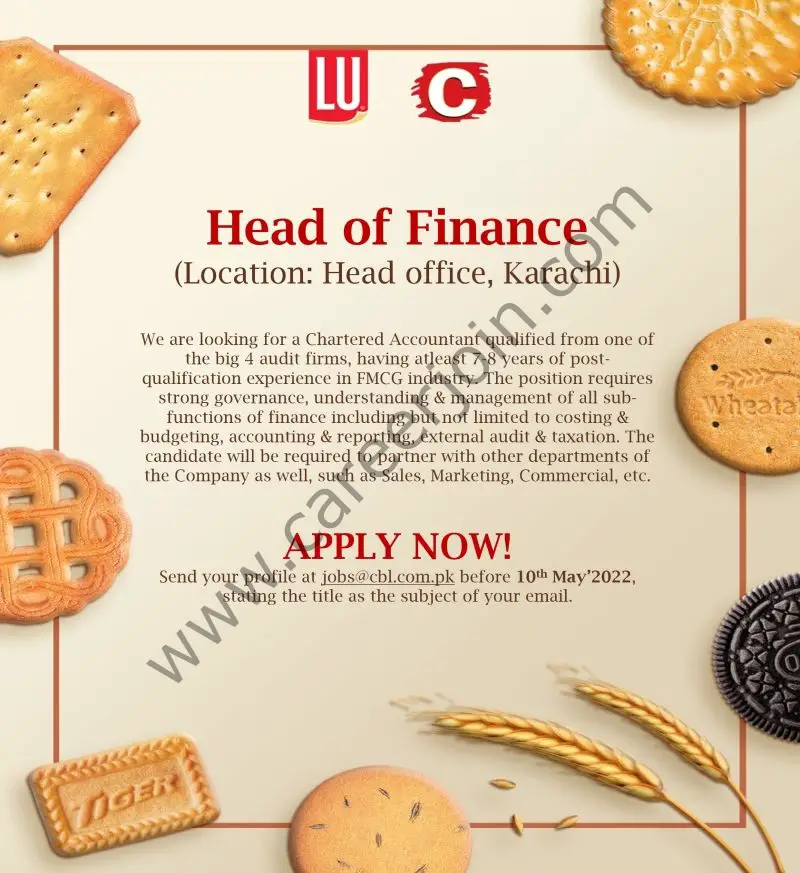 Continental Biscuits Limited CBL Jobs Head Of Finance 01