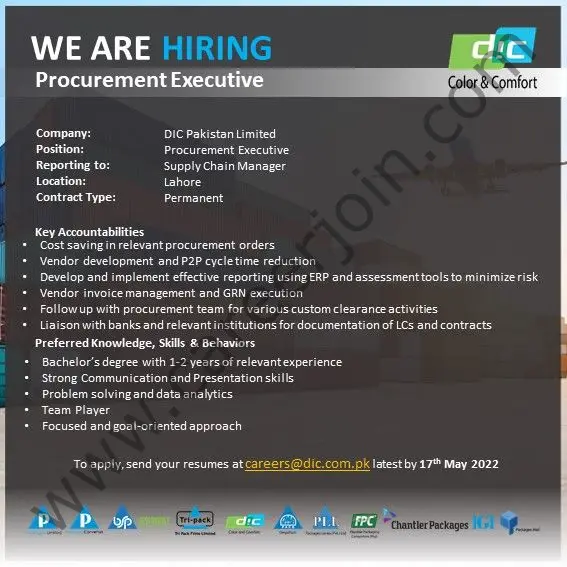 DIC Pakistan Limited Jobs Procurement Executive 01