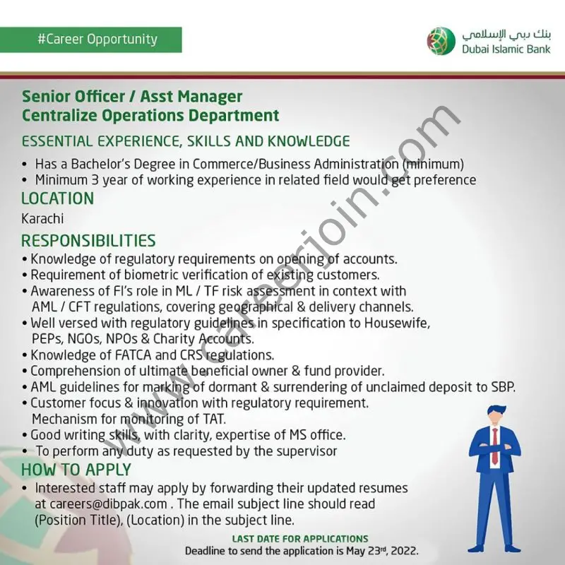 Dubai Islamic Bank Pakistan DIBP Jobs Senior Officer / Assistant Manager 01