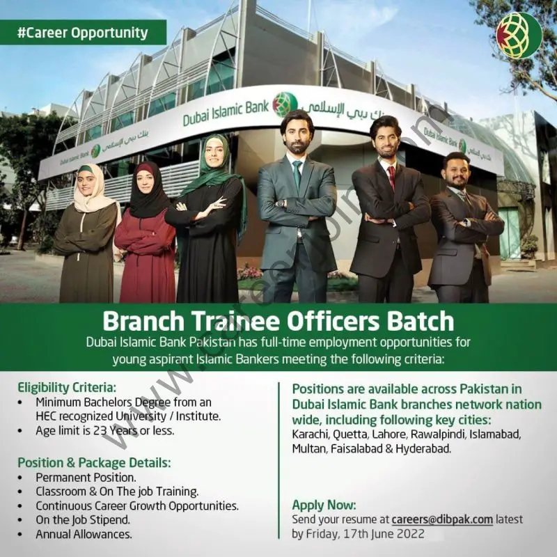 Dubai Islamic Bank Pakistan DIBP Branch Trainee Officers Batch 2022 01
