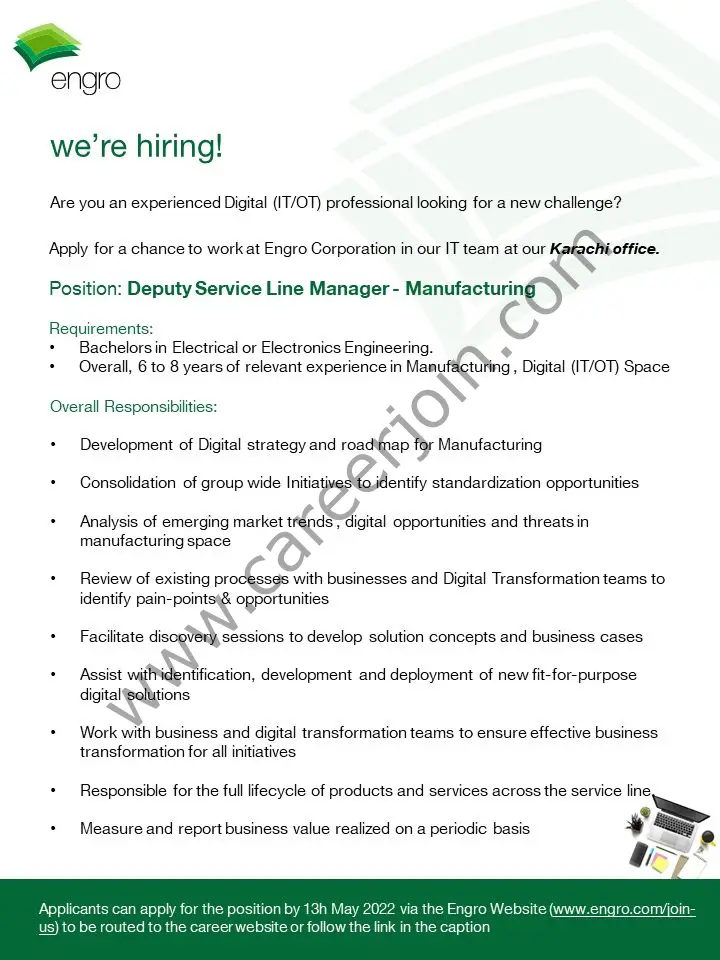 Engro Corporation Limited Jobs Deputy Service Line Manager 01
