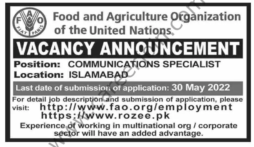 Food & Agriculture Organization of the United Nations Jobs 22 May 2022 Dawn 1