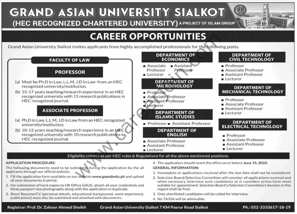 Grand Asian University Sialkot Jobs 22 May 2022 Dawn 1