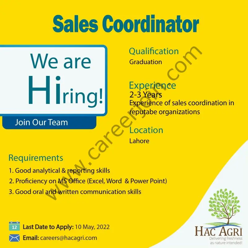 HAC Agri Pvt Ltd Jobs Sales Coordinator 01
