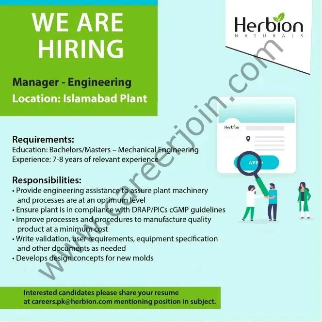 Herbion Pakistan Jobs Manager Engineering 01