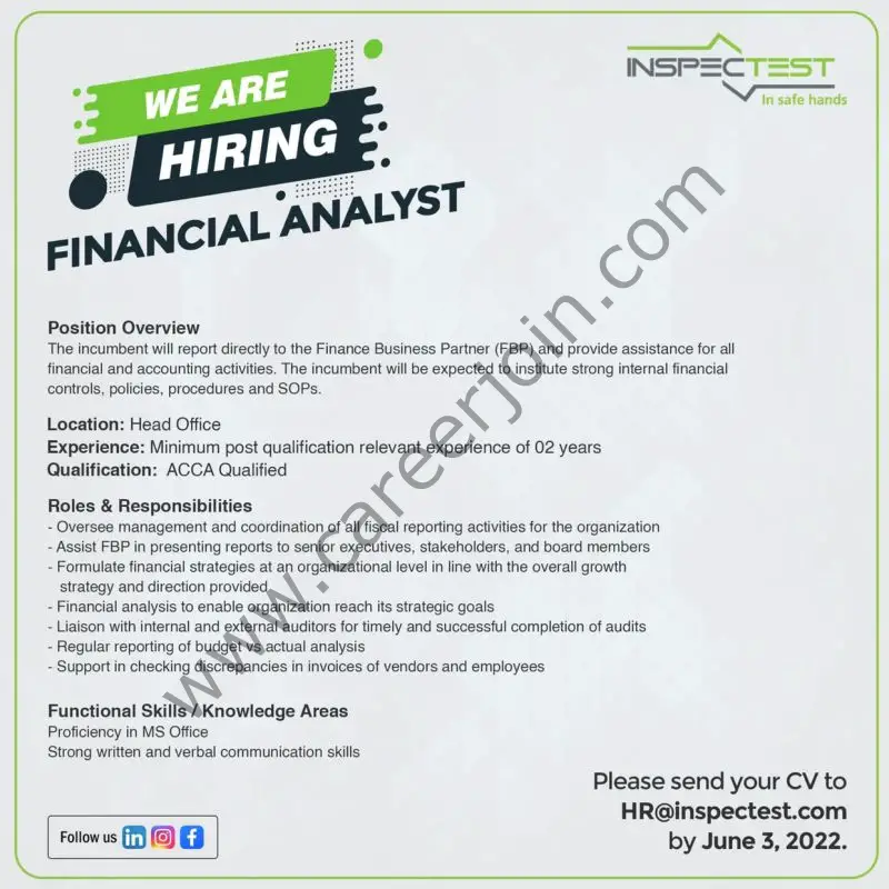 InspecTest Pvt Ltd Jobs Financial Analyst 01