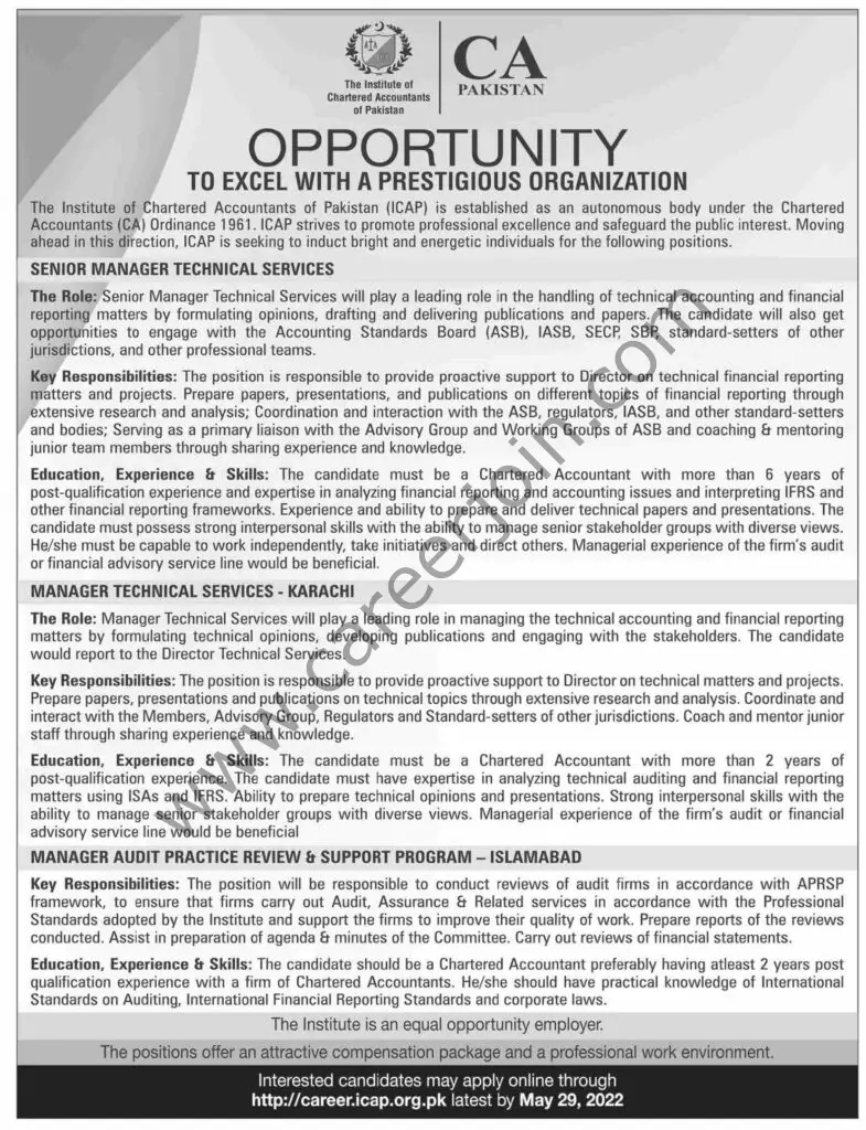 Institute of Chartered Accountants of Pakistan ICAP Jobs 15 May 2022 Dawn 1