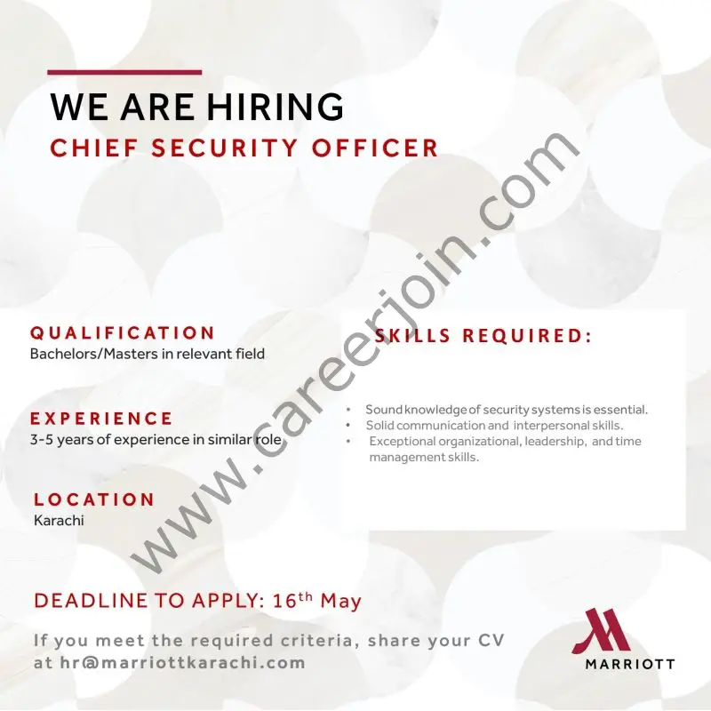 Marriott Karachi Jobs Chief Security Officer 01