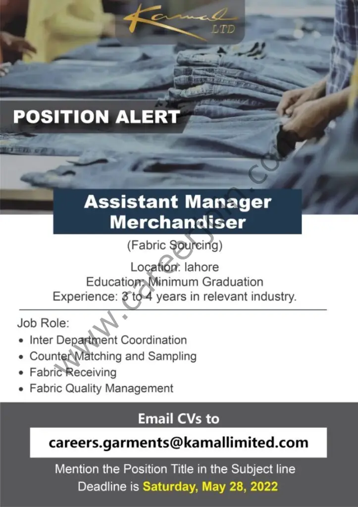 Kamal Limited Jobs Assistant Manager Merchandiser 01