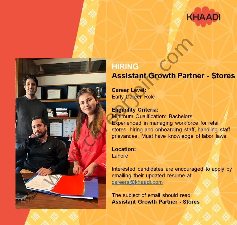 Khaadi SMC Pvt Ltd Jobs Assistant Growth Partner Stores 01