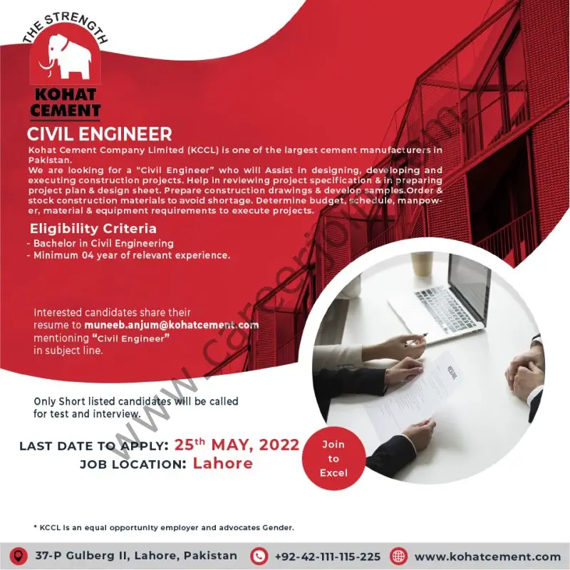 Kohat Cement Company Limited KCCL Jobs Civil Engineer 01
