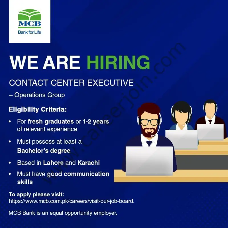 MCB Bank Limited Jobs Contact Center Executive 01