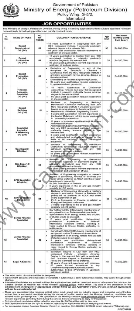 Ministry of Energy Petroleum Jobs May 2022 01