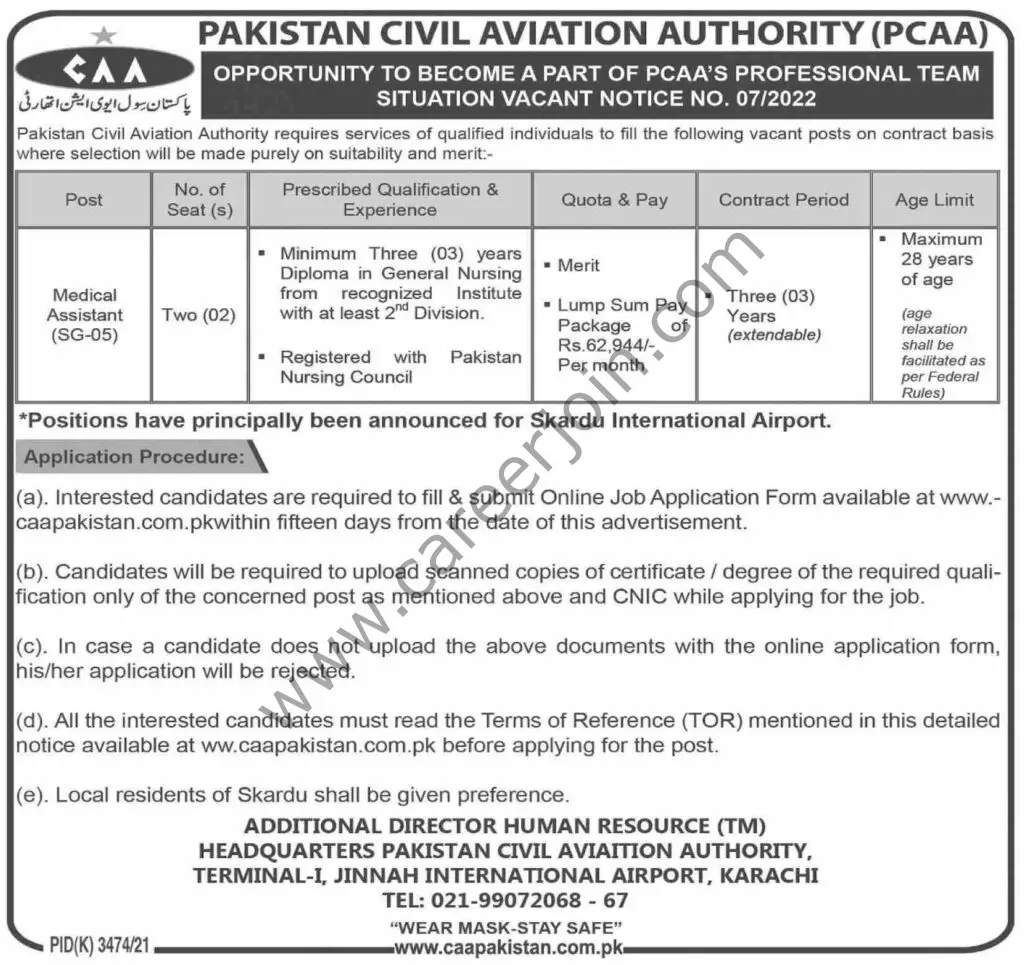 Pakistan Civil Aviation Authority PCAA Jobs 22 May 2022 Dawn 1