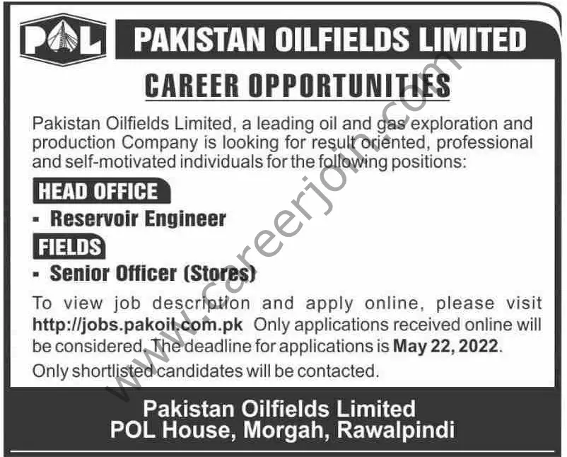 Pakistan Oilfields Ltd POL Jobs 15 May 2022 Dawn 1
