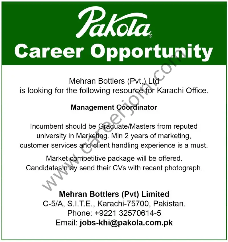 Mehran Bottlers Pvt Ltd Jobs May 2022 01