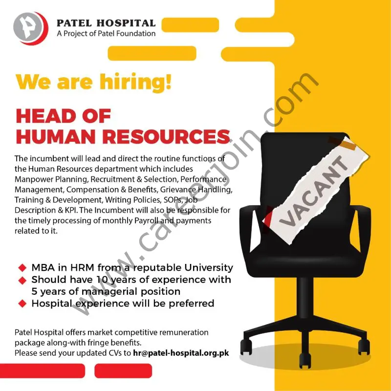 Patel Hospital Jobs Head Of Human Resources 01