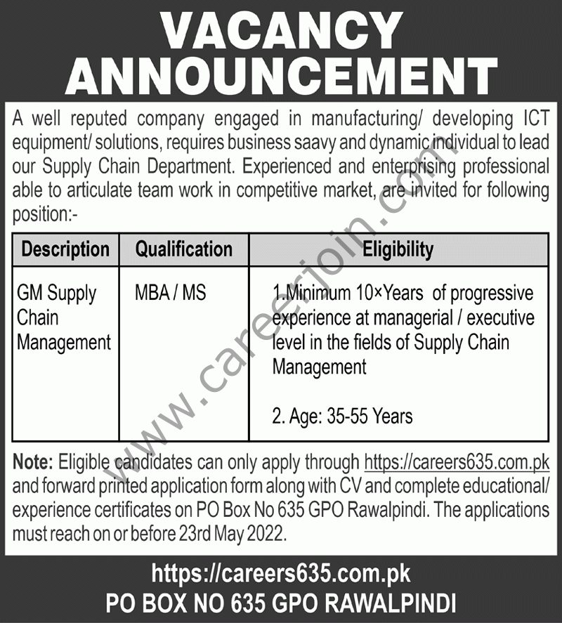 Po Box No 635 GPO Rawalpindi Jobs 08 May 2022 Express Tribune 1