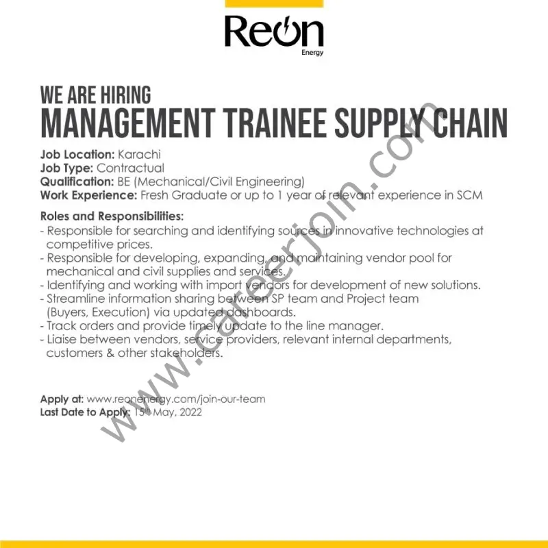 Reon Energy Limited Jobs Management Trainee Supply Chain 01
