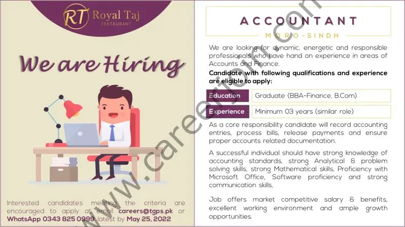 Royal Taj Restaurant Jobs Accountant 01