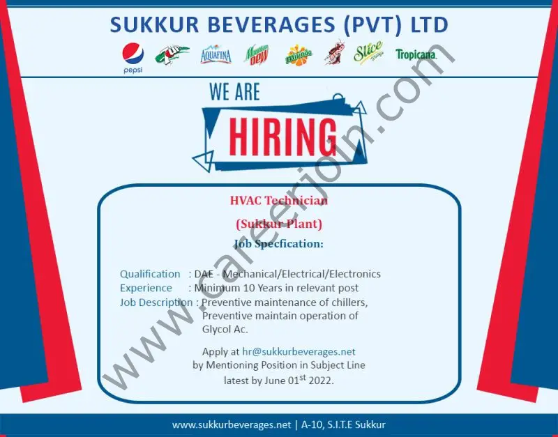 Sukkur Beverages Pvt Ltd Jobs May 2022 02