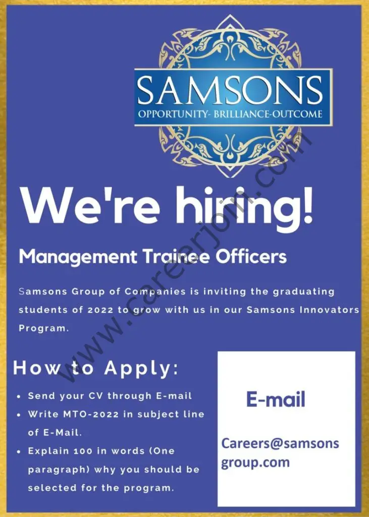 Samsons Group Of Companies Jobs Management Trainee Officers 01