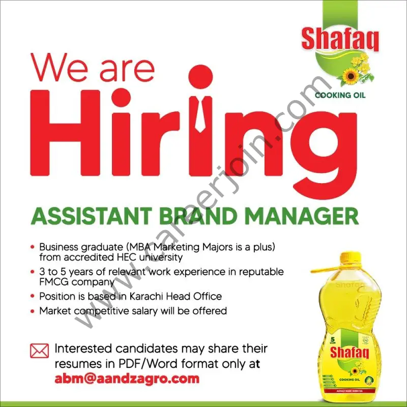 Shafaq Cooking Oil Jobs Assistant Brand Manager 01