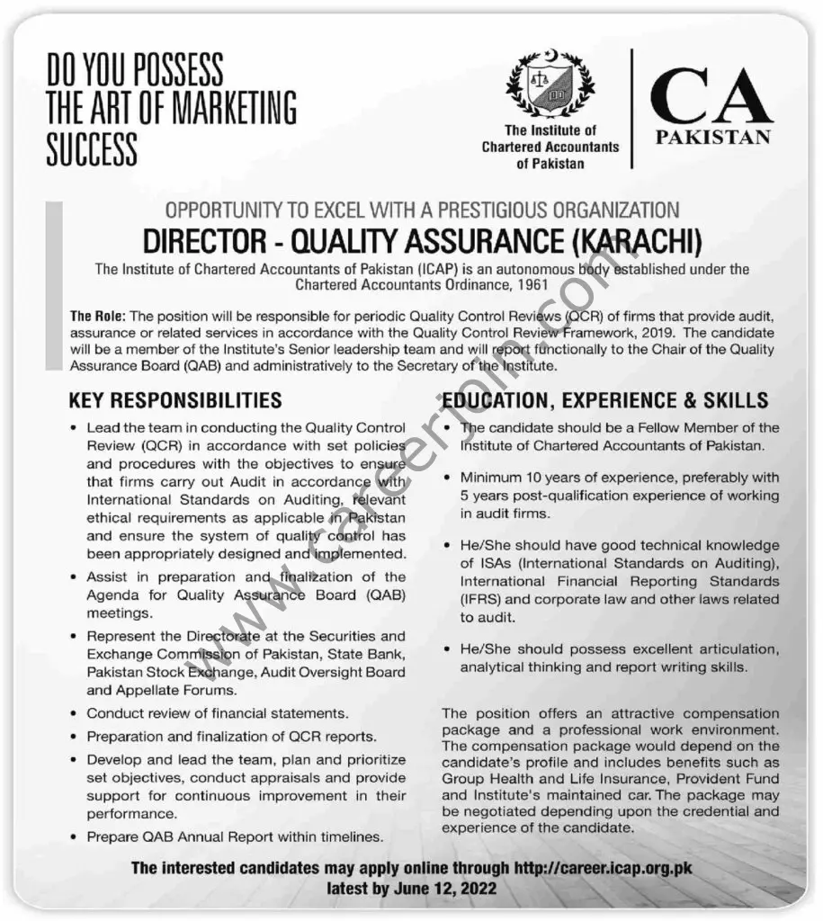 The Institute of Chartered Accountants of Pakistan Jobs 29 April 2022 Dawn 1