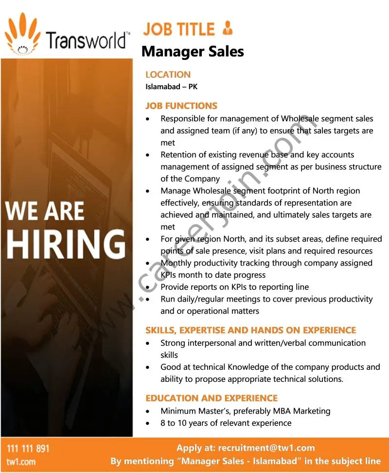 Transworld Associates Jobs Manager Sales 01