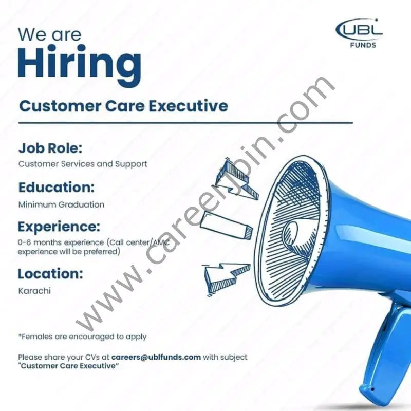 UBL Funds Manager Jobs Customer Care Executive 01