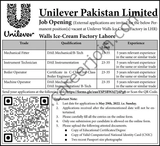 Unilever Pakistan Ltd Jobs 22 May 2022 Express 1