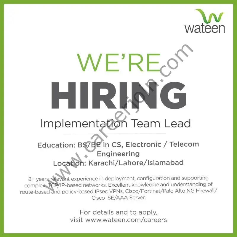 Wateen Telecom Pakistan Jobs Implementation Lead 01