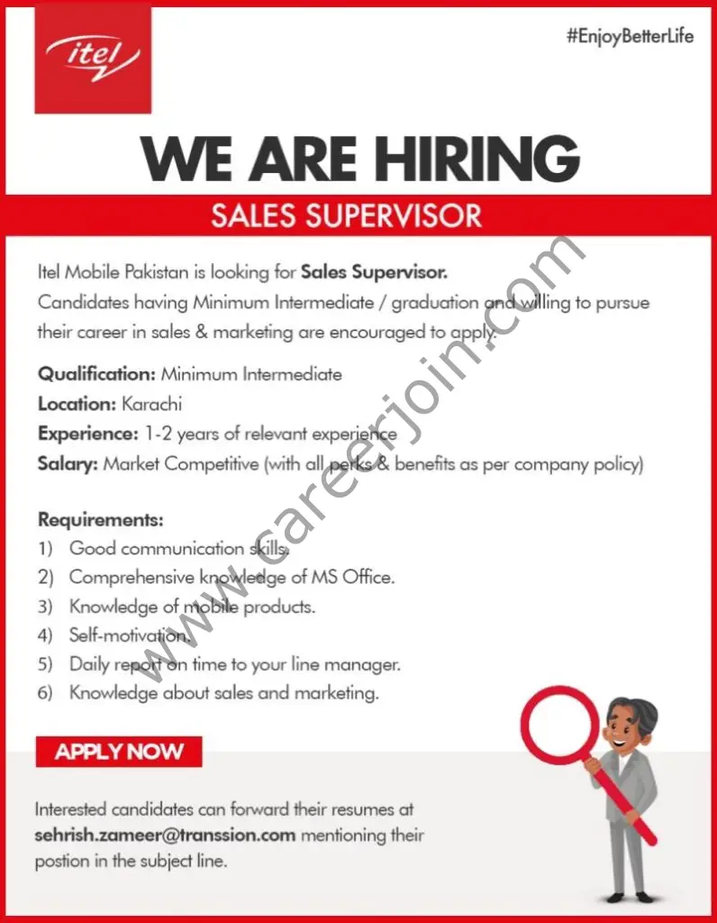 Itel Mobile Pakistan Jobs Sales Supervisor 01
