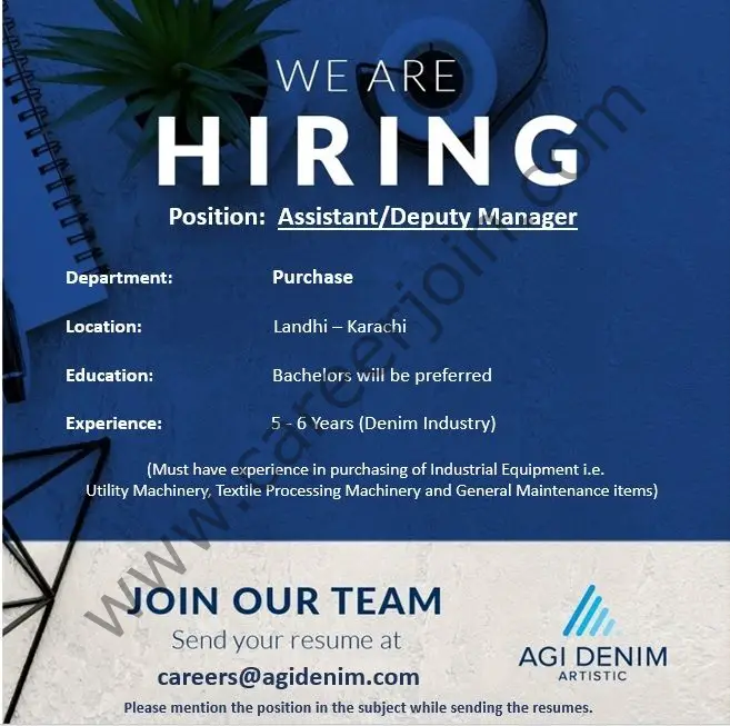 AGI Denim Jobs Assistant / Deputy Manager 01