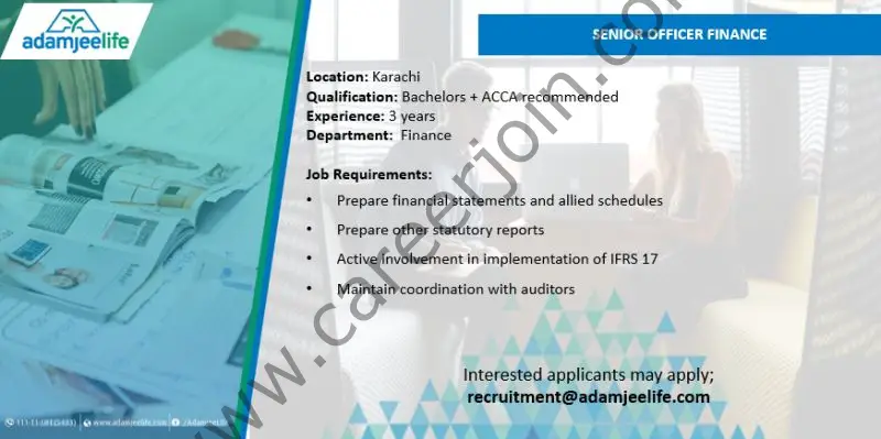 Adamjee Life Insurance Company Limited Jobs Senior Officer Finance 01