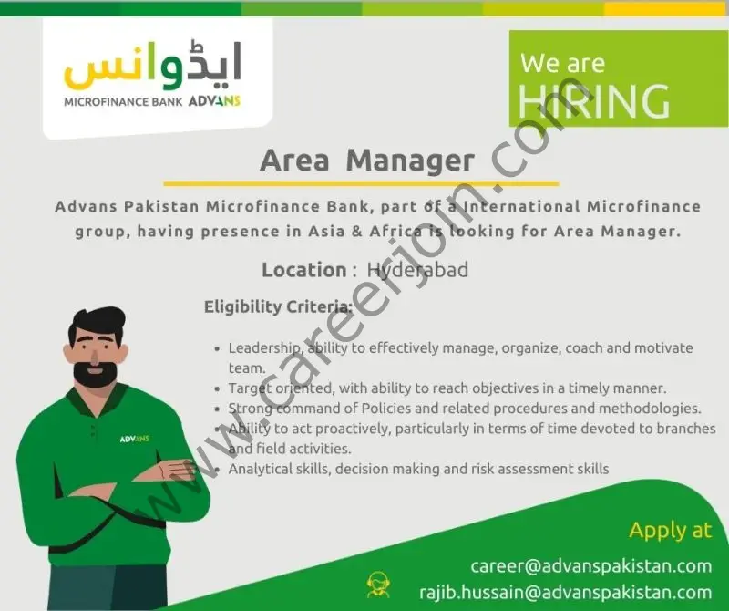 ADVANS Pakistan Microfinance Bank Limited Jobs Area Manager 01
