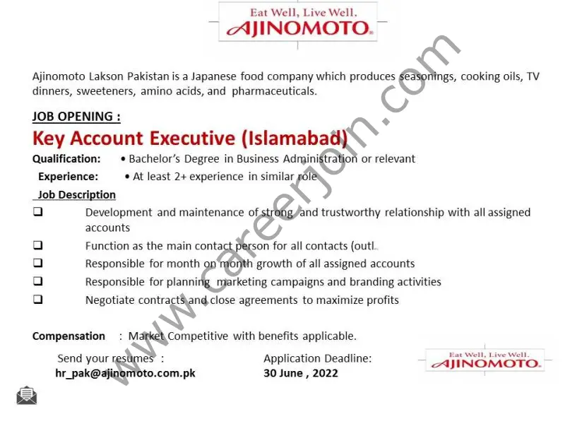 Ajinomoto Lakson Pakistan Jobs Key Account Executive 01