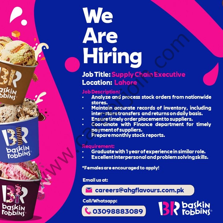 Baskin Robbins Pakistan Jobs Supply Chain Executive 01