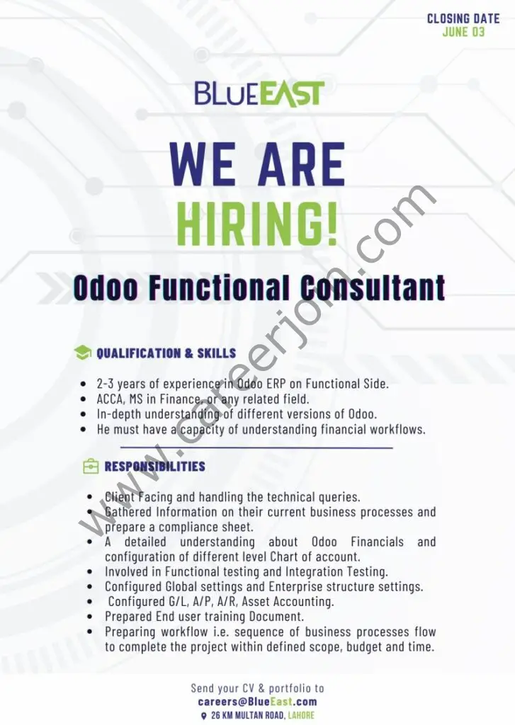 Blue East Pvt Ltd Jobs Odoo Functional Consultant 01