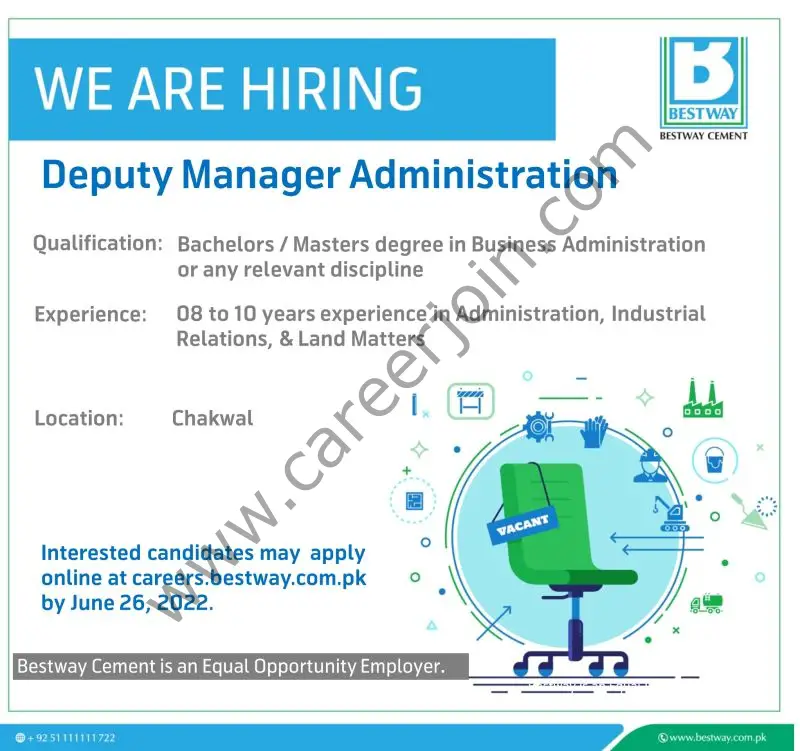 Bestway Cement Limited Jobs Deputy Manager Administration 01
