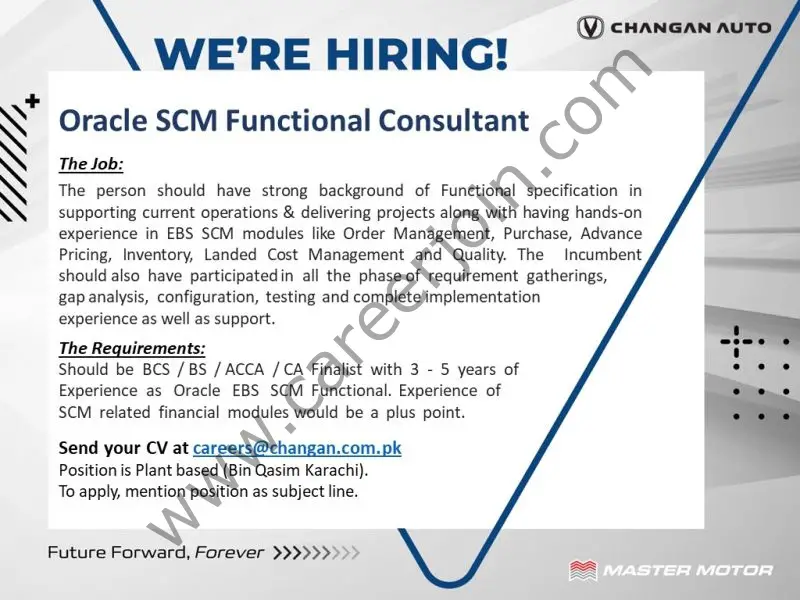 Changan Motors Pvt Ltd Jobs Oracle SCM Functional Consultant 01