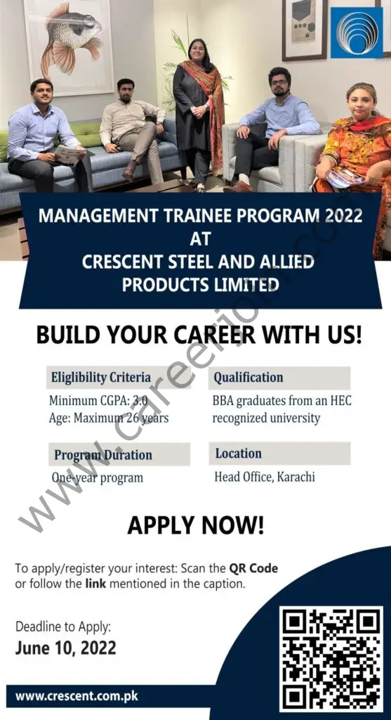 Crescent Steel & Allied Products Limited Management Trainee Program 2022 01