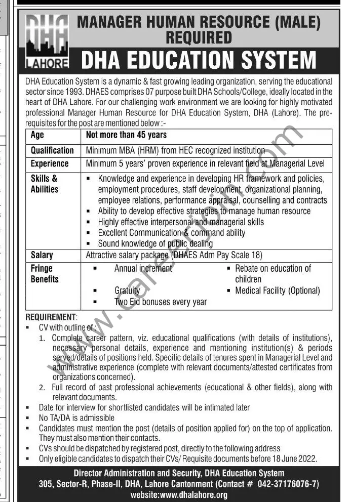 DHA Education System Jobs 12 June 2022 Express 1