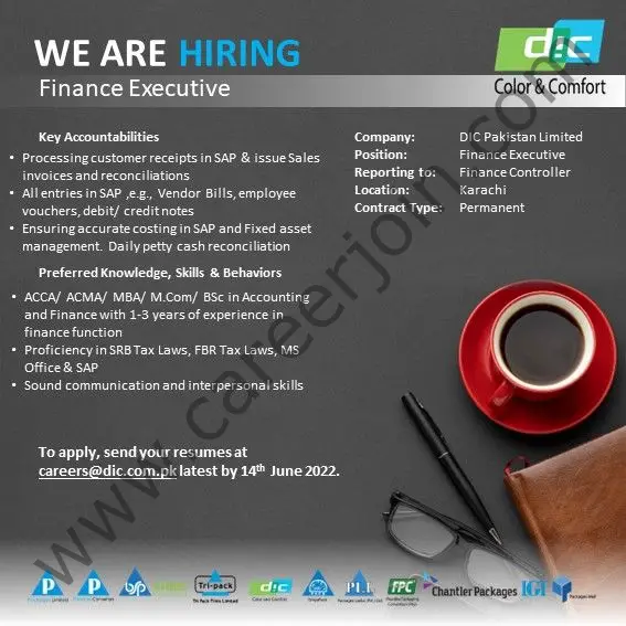 DIC Pakistan Limited Jobs Finance Executive 01
