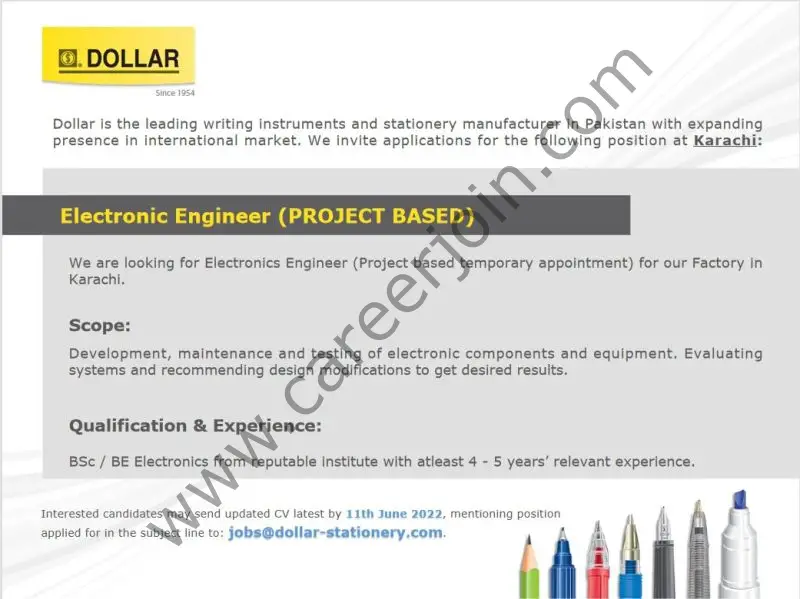Dollar Industries Pvt Ltd Jobs Electronic Engineer 01